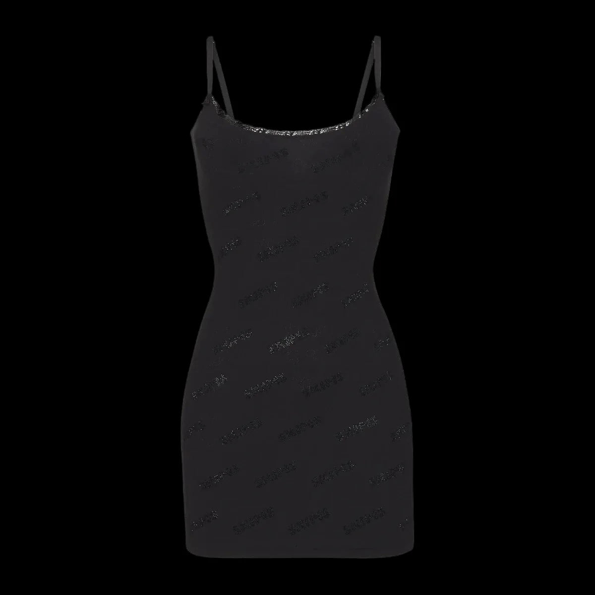 SKIMS Rhinestone Logo Pointelle Mini Slip Dress Pink